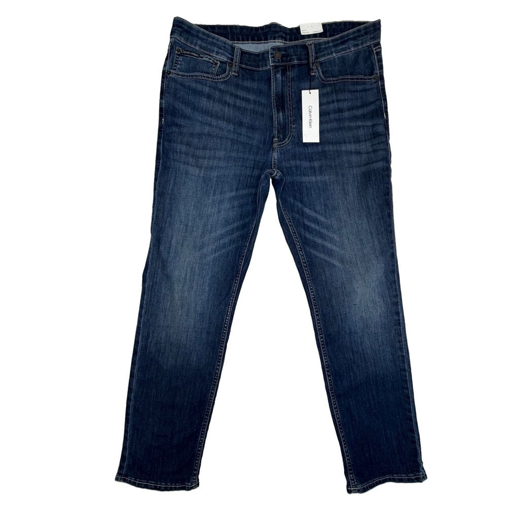 NWT Calvin Klein Men's Slim Fit Jeans Sz 36x30 Whiskering Fade High Stretch $99
